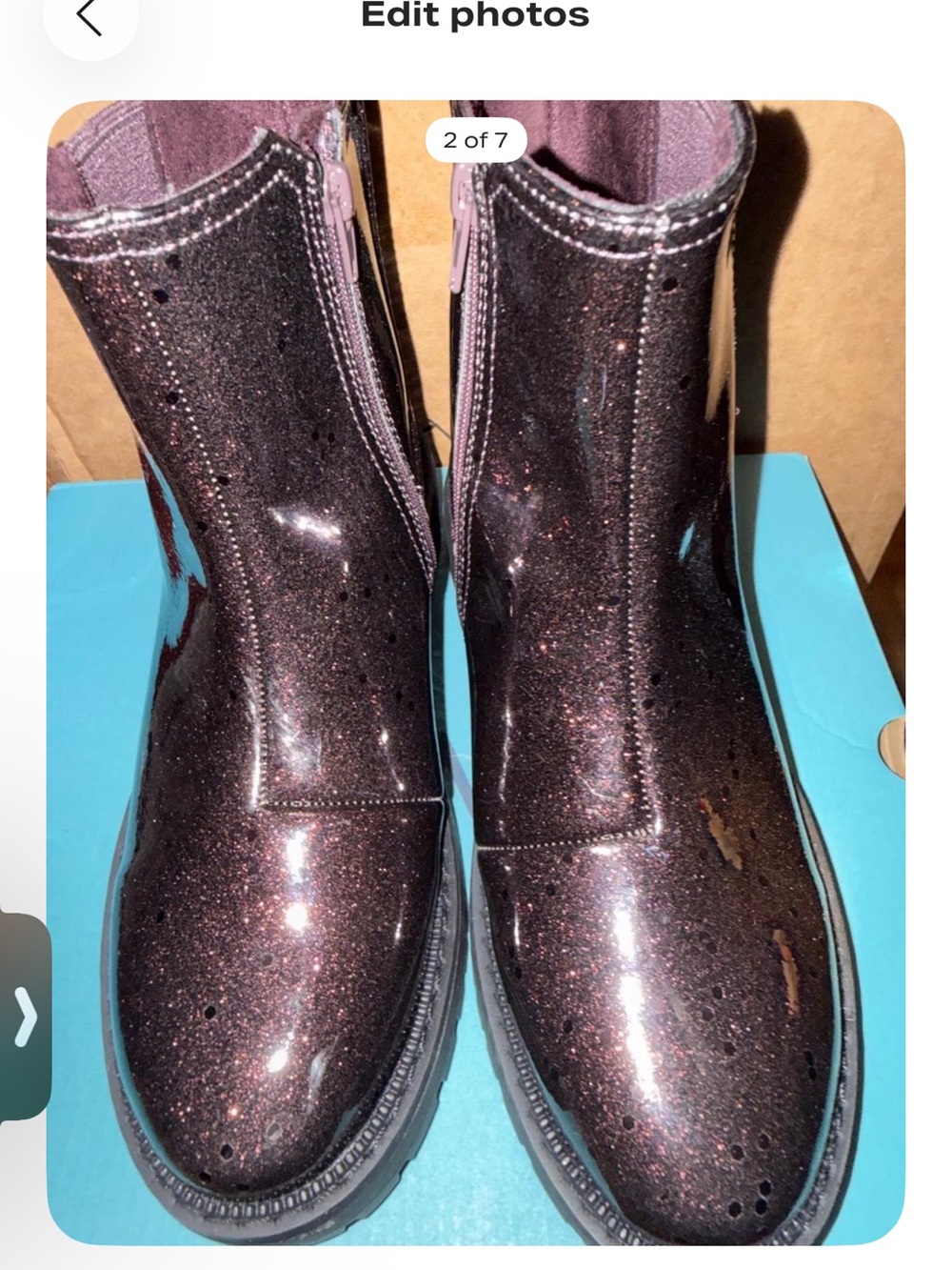 TOMS girls Shimmery Plum Zip-Up Boots
